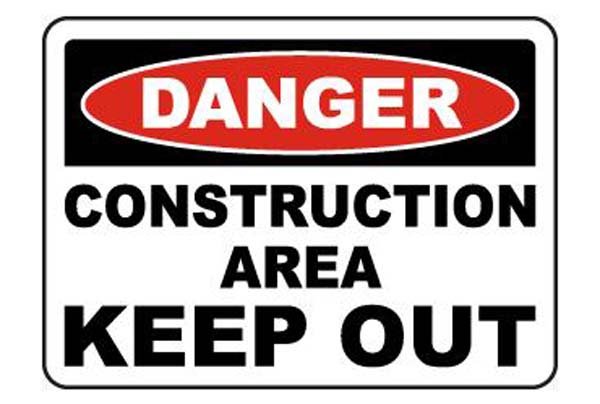 Hard hat warning sign