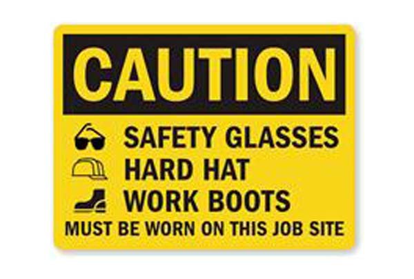 Hard hat warning sign